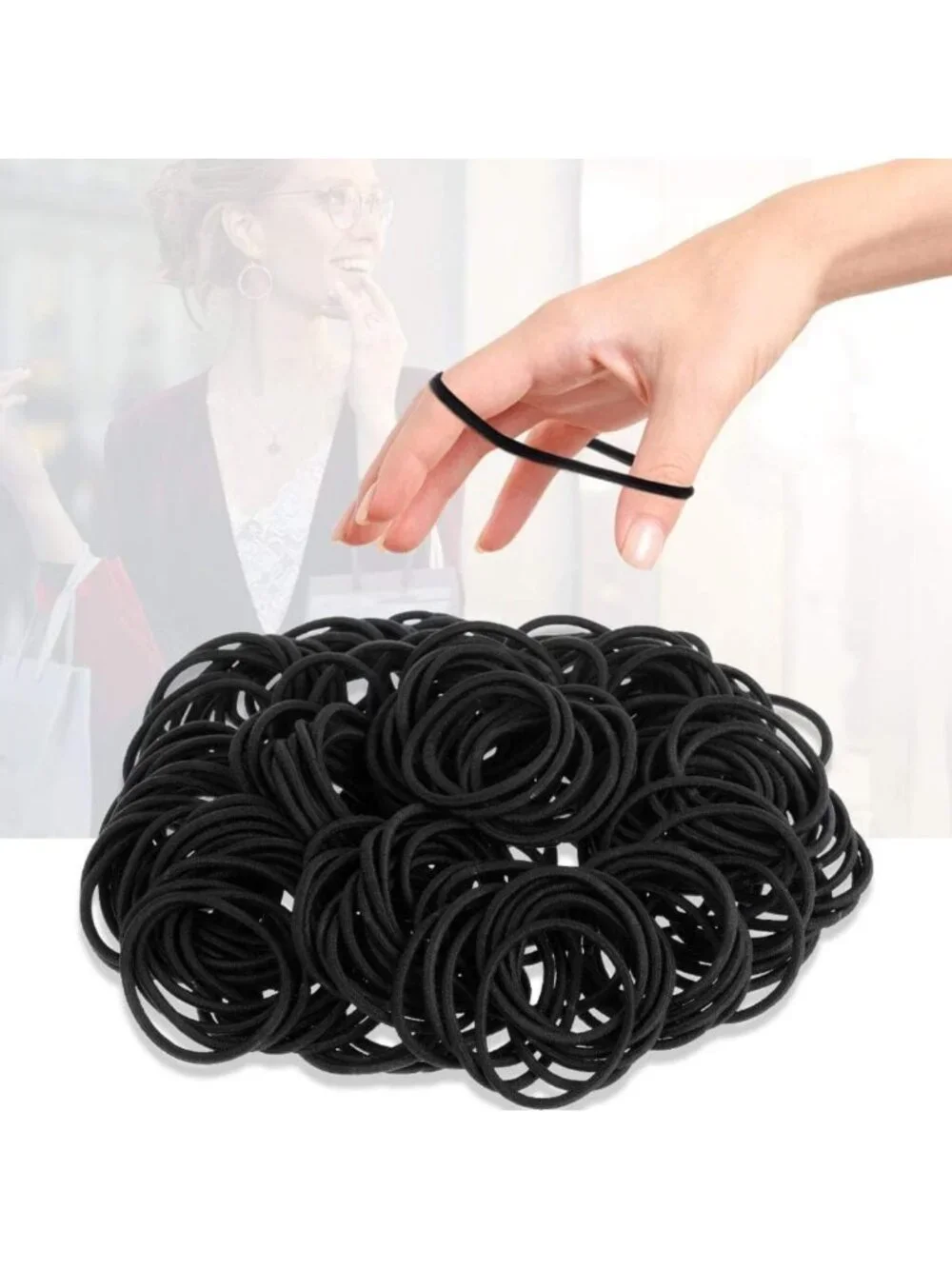 200 Pcs Black Hair Ties - Small Elastic Bands for Thick & Thin Hair, Bulk Set